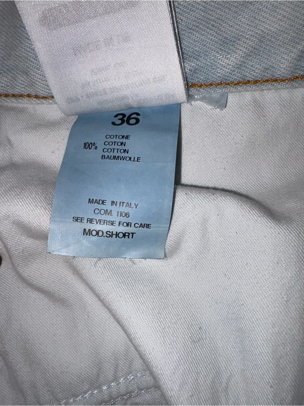 Off-White Light Blue Denim Shorts with Embroidered Birds